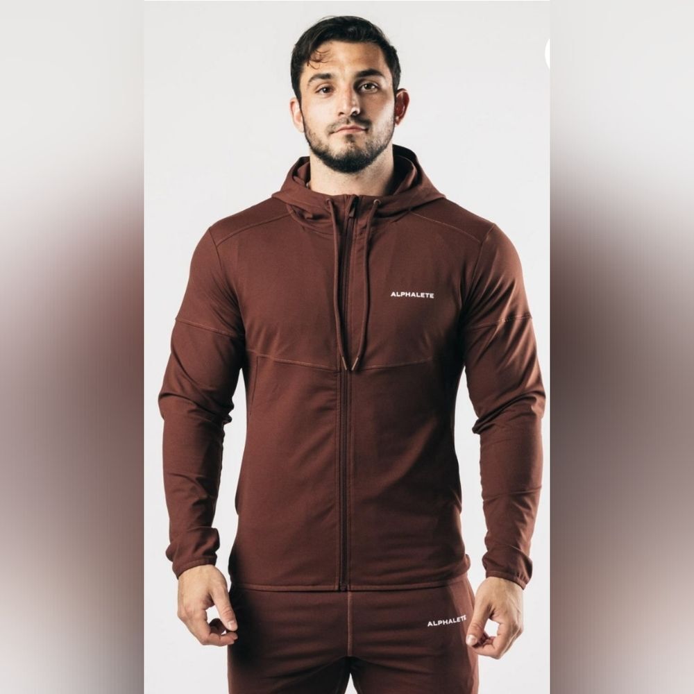 NWT Alphalete Premium summit trace jacket - chocolate